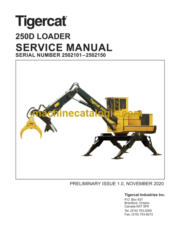 Tigercat 250D Loader Service Manual (2502101 - 2504500)