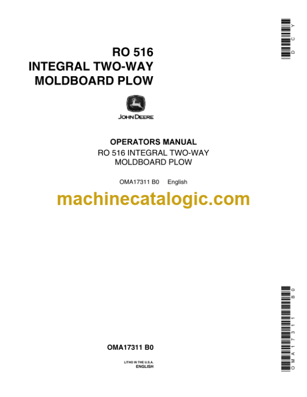 John Deere RO 516 Integral Two-Way Moldboard Plow Operator's Manual (OMA17311)