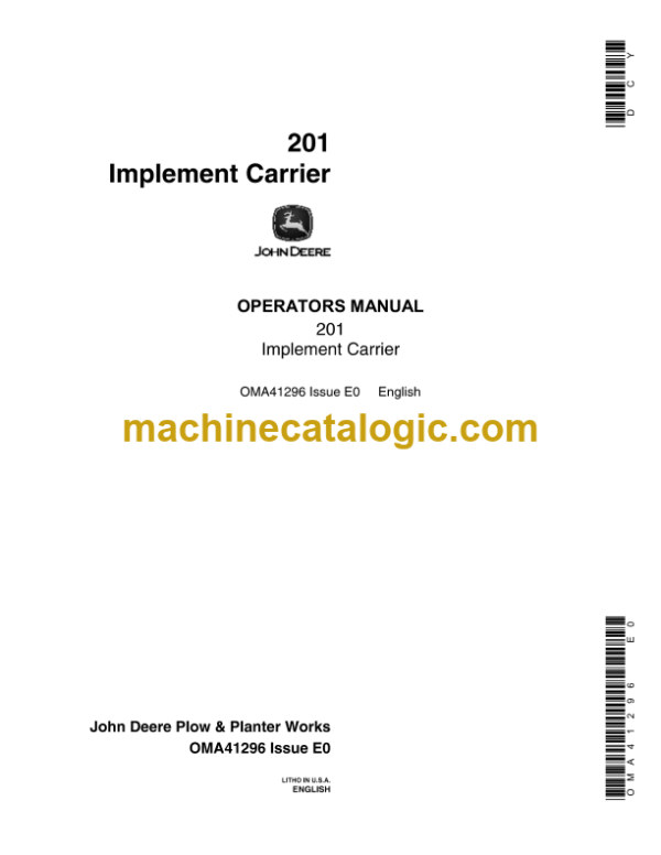 John Deere 201 Implement Carrier Operator's Manual (OMA41296)