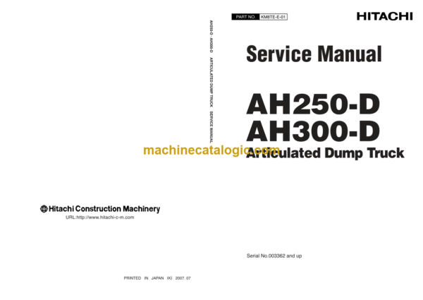 Hitachi AH250-D, AH300-D Articulated Dump Truck Service Manual