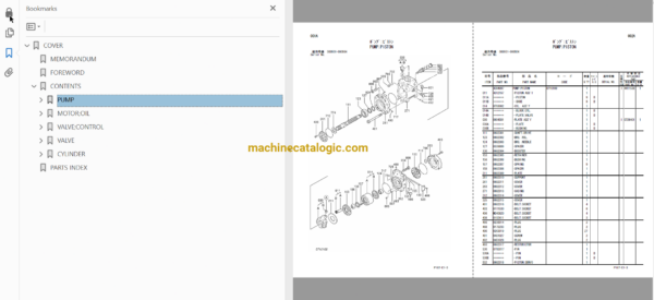 Hitachi EX1800-2 Excavator Full Parts Catalog Hitachi EX1800-2 Excavator INDEX: