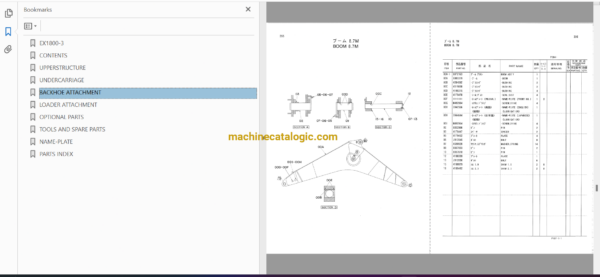 Hitachi EX1800-3 Hydraulic Excavator Full Parts Catalog