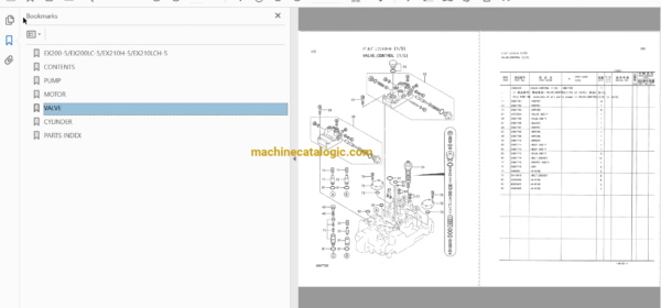 Hitachi EX200-5,EX200LC-5,EX210H-5,EX210LCH-5 Excavator Full Parts Catalog