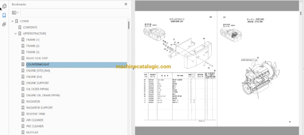 Hitachi ZX800,ZX850H Excavator Full Parts Catalog