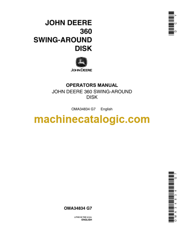 John Deere 360 Swing-Around Disk Operator's Manual (OMA34834)