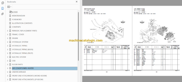 Hitachi ZX120-6 Hydraulic Excavator Full Parts Catalog Hitachi ZX120-6 Hydraulic Excavator INDEX: