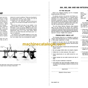 John Deere 884, 885, 886 and 888 Integral Bedders Plow Operator’s Manual (OMA38227)