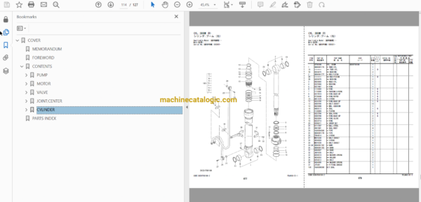 Hitachi ZX250LC-7H Hydraulic Excavator Full Parts and Engine Parts Catalog Hitachi ZX250LC-7H Hydraulic Excavator INDEX: FRAME COVER