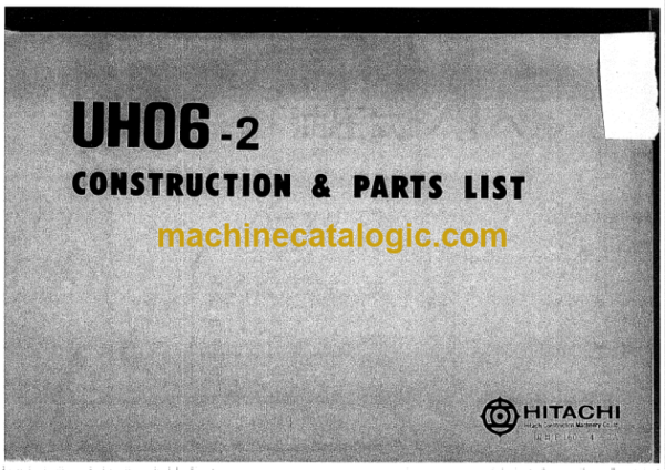 Hitachi UH06-2 Hydraulic Excavator Parts Catalog