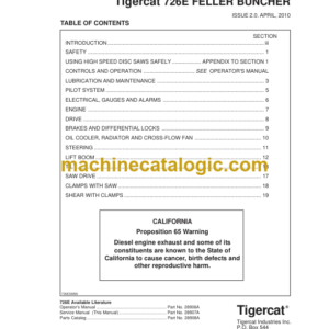 Tigercat 726E Feller Buncher Service Manual (7262501 - 7265000)