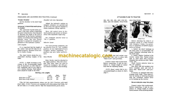 John Deere 415A and 416A Integral Moldboard Plows Operator's Manual (OMA13767) John Deere 415A and 416A Integral Moldboard Plows INDEX: