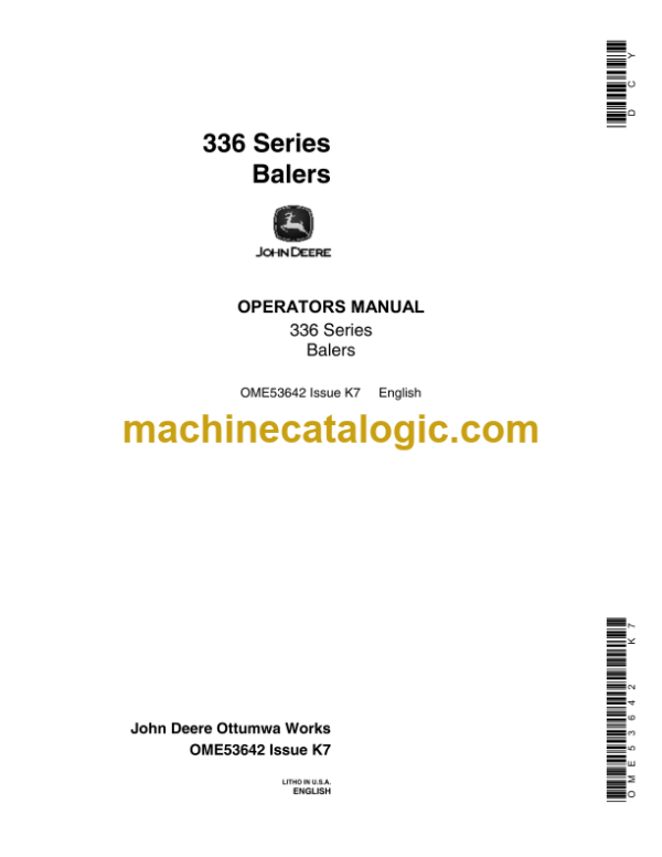 John Deere 336 Series Balers Operator's Manual (OME53642)