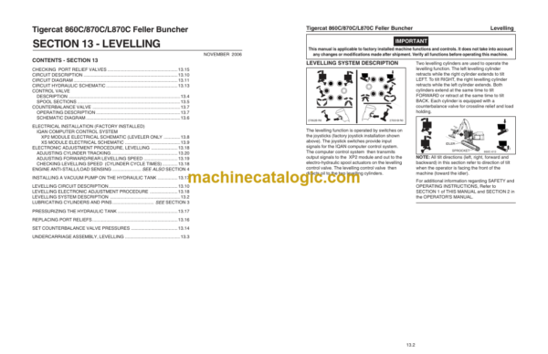 Tigercat 860C, 870C, L870C Feller Buncher Service Manual (87021501 - 87023500)