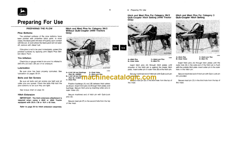 John Deere 4600 Integral Two-Way Moldboard Plows Operator's Manual (OMA43433)