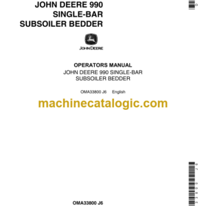 John Deere 990 Single-Bar Subsoiler Bedder Operator's Manual (OMA33800)