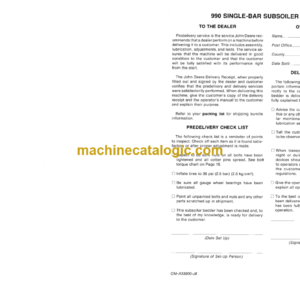 John Deere 990 Single-Bar Subsoiler Bedder Operator’s Manual (OMA33800)