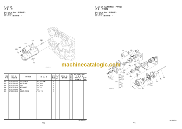 Hitachi V3307-DI-T-E3B-WLTC3 Engine Parts Catalog