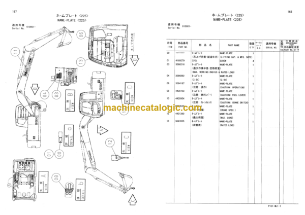 Hitachi EX60-5, EX75US-5, EX100-5, EX120-5, EX135USR, EX200-5, EX225USR ML Light Crane Parts Catalog