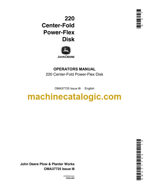 John Deere 220 Center-Fold Power-Flex Disk Operator's Manual (OMA37725)