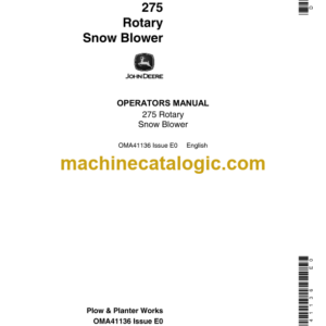 John Deere 275 Rotary Snow Blower Operator's Manual (OMA41136)