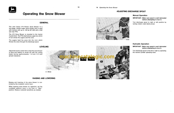 John Deere 275 Rotary Snow Blower Operator's Manual (OMA41136)