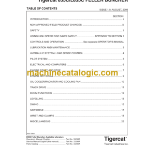 Tigercat 855C, L855C Feller Buncher Service Manual (85510101 - 85512000)