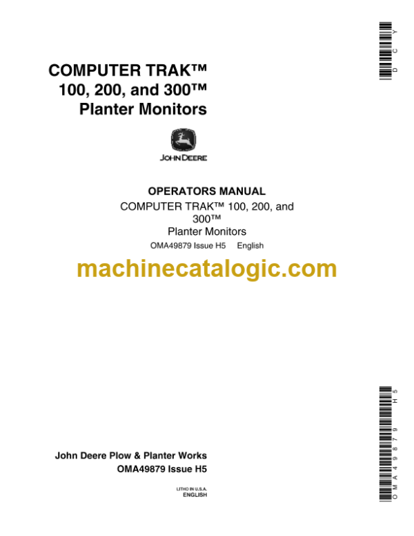John Deere 100, 200 and 300 Planter Monitors Computer Trak Operator's Manual (OMA49879)