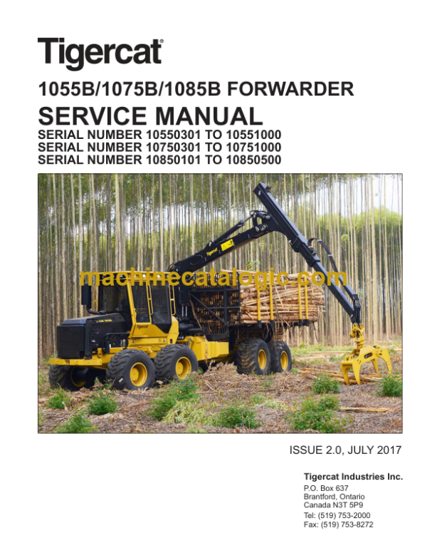 Tigercat 1055B, 1075B, 1085B Forwarder Service Manual (10550301 - 10551000)