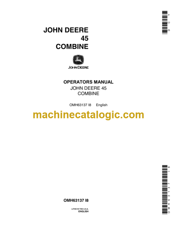 John Deere 45 Combine Operator's Manual (OMH63137)