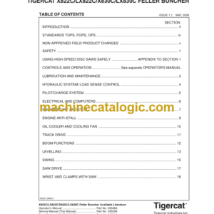 Tigercat X822C, LX822C, X830C, LX830C Feller Buncher Service Manual (83061001 - 83063000)