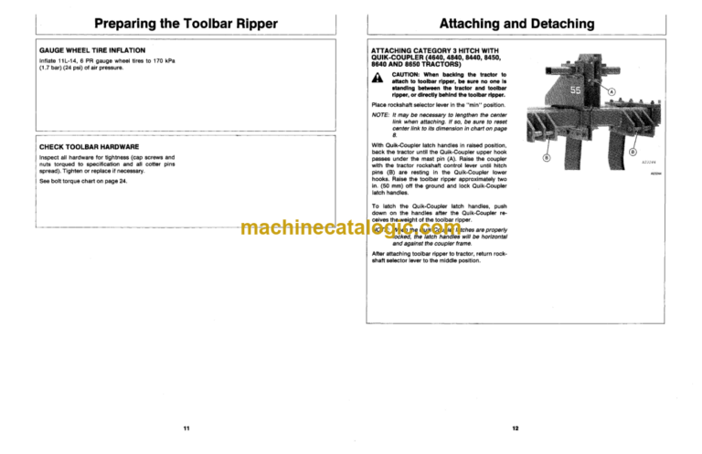 John Deere 55 Toolbar Ripper Operator's Manual (OMA30490)