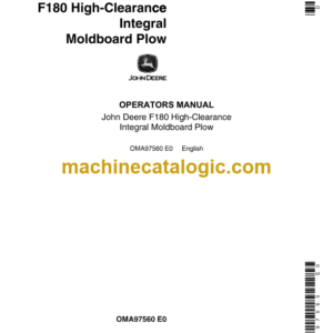 John Deere F180 High-Clearance Integral Moldboard Plow Operator's Manual (OMA97560)