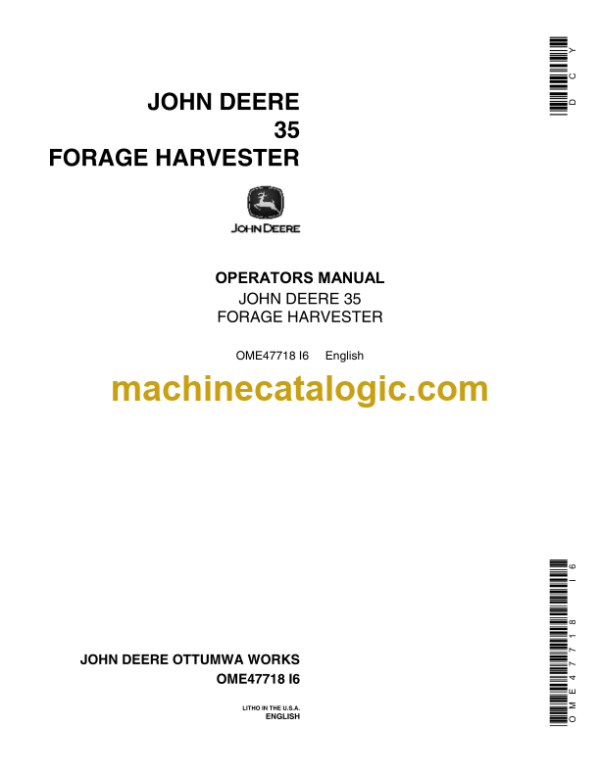 John Deere 35 Forage Harvester Operator's Manual (OME47718)