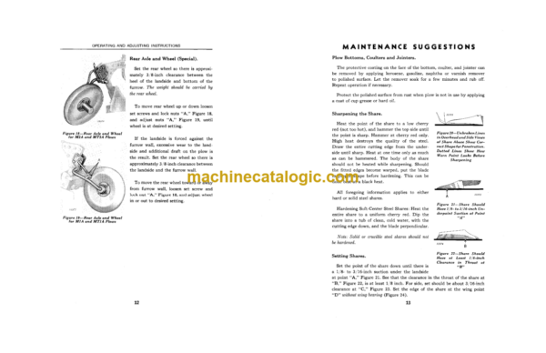 John Deere Integral Tractor Plows M1A and M2A MT1A and MT2A for Models M and MT Tractors Operator's Manual (OMA111151)