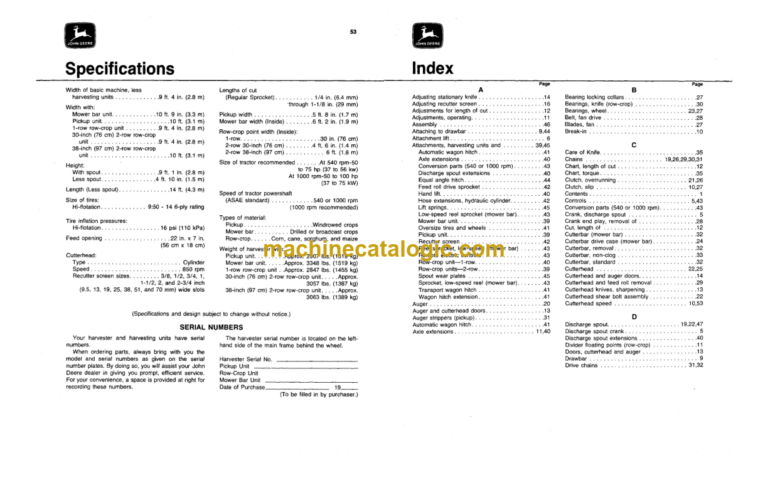 John Deere 35 Forage Harvester Operator's Manual (OME47718)