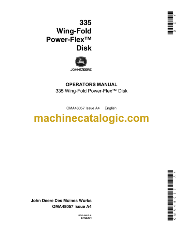 John Deere 335 Wing-Fold Power-Flex Disk Operator's Manual (OMA48057)