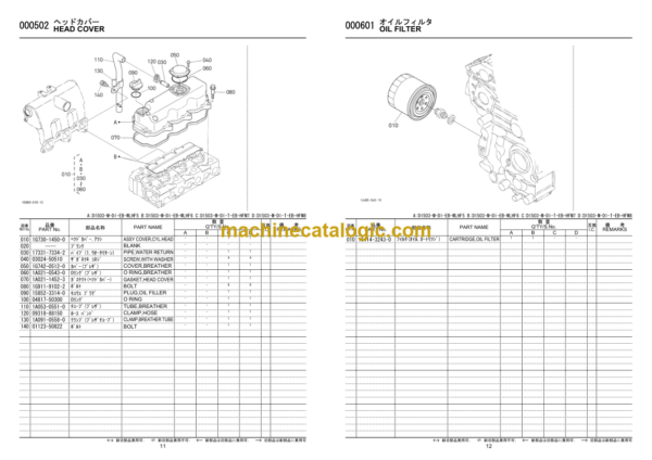 Hitachi D1503-M-DI-EB-WLHF5, D1503-M-DI-EB-WLHF6, D1503-M-DI-T-EB-HFM7, D1503-M-DI-T-EB-HFM8 Engine Parts Catalog