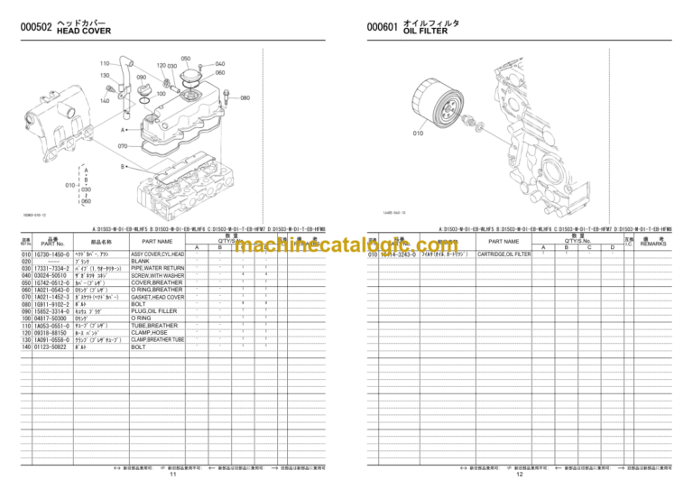 Hitachi D1503-M-DI-EB-WLHF5, D1503-M-DI-EB-WLHF6, D1503-M-DI-T-EB-HFM7, D1503-M-DI-T-EB-HFM8 Engine Parts Catalog