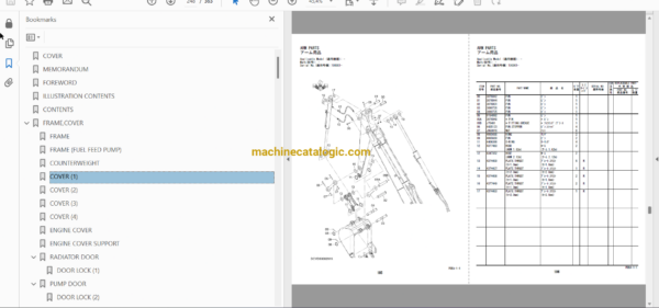 Hitachi ZX70-5G Hydraulic Excavator Full Parts Catalog