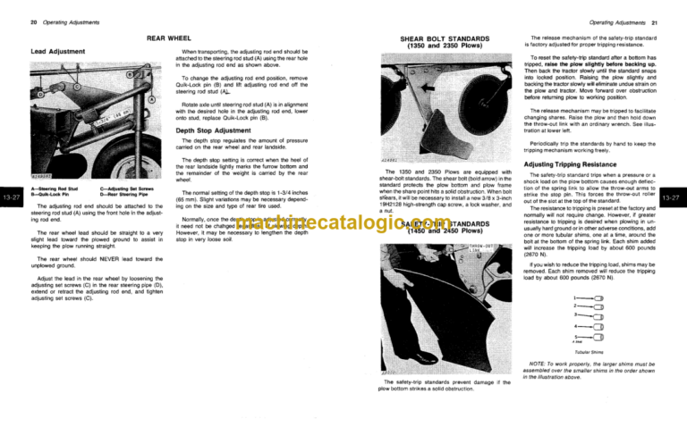 John Deere 1350, 1450, 2350 and 2450 Series Semi-Integral Moldboard Plows Operator's Manual (OMA35294)