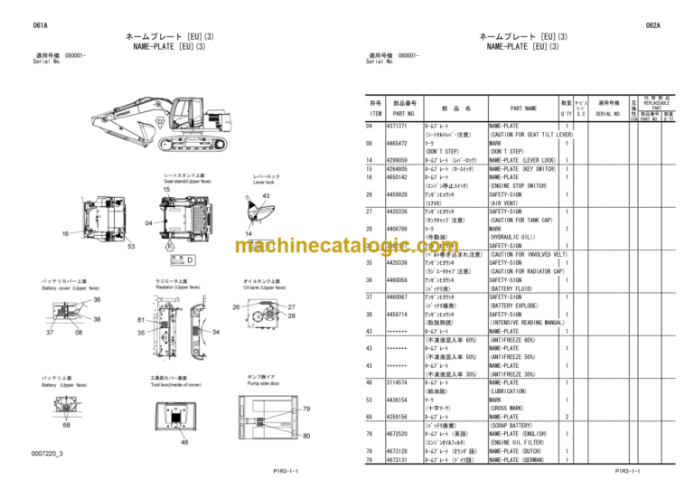 Hitachi ZX130L-3 Forest Machine Parts Catalog