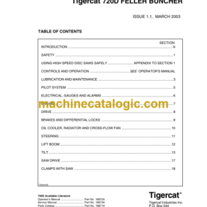 Tigercat 720D Feller Buncher Service Manual(7203501 - 7203860)