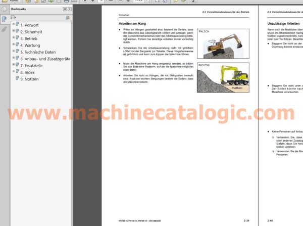 PW148-10, PW160-10, PW180-10 MOBILEBAGGER Bedienungs- und Wartungsanleitung INDEX