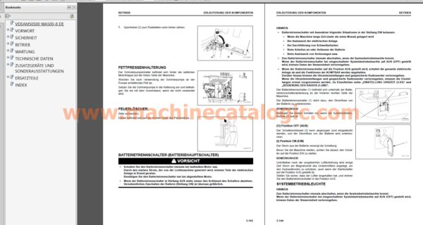 WA500-8 RADLADER Bedienungs- und Wartungsanleitung INDEX