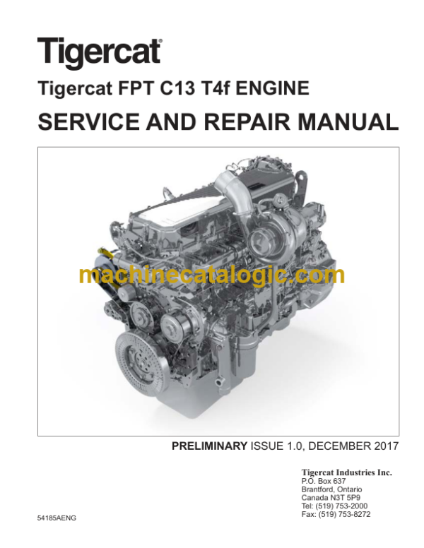 Tigercat FPT C13 T4f Engine Service and Repair Manual (54185A)