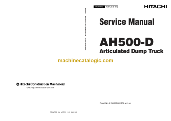 Hitachi AH500-D Articulated Dump Truck Service Manual