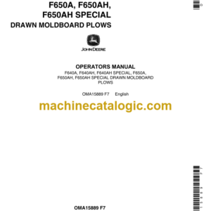 John Deere F640A, F640AH, F640AH SPECIAL, F650A, F650AH, F650AH Special Dawn Moldboard Plows Operator's Manual (OMA15889)