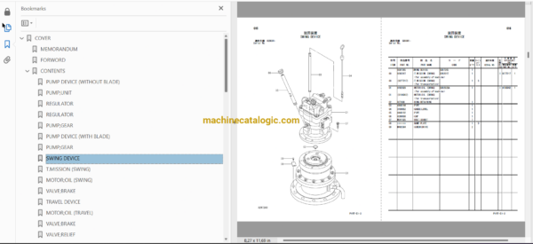 Hitachi ZX110-3,ZX110M-3 Hydraulic Excavator Full Parts Catalog