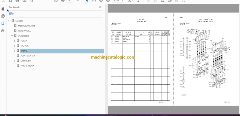 Hitachi ZX330-3G,ZX330LC-3G,ZX350H-3G,ZX350LCH-3G,ZX350K-3G,ZX350LCK-3G Hydraulic Excavator Full Parts Catalog