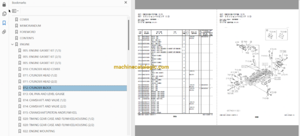 Hitachi ZX470-5B Series ISUZU(6UZ1-XZSA01) Engine Parts Catalog